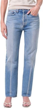 A Gold E Lana High Waist Straight Leg Jeans in Brink Med Indigo at Nordstrom, Size 23