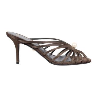 Alev&igrave; Heeled Mules, female, Green, Size: 10 US Diana Pearl Satin Mules