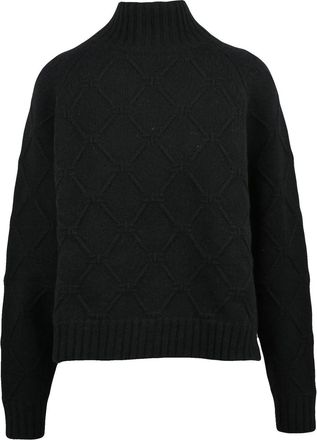 Elisabetta Franchi Mock Neck Sweater With Textured Diamond Pattern