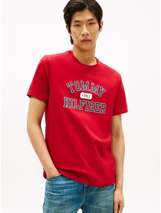 Tommy Hilfiger Mens Tommy Varsity Logo T-Shirt - Red - XXXL