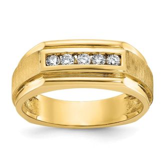 Diamond2Deal 14k Yellow Gold Lab Grown Diamond 5-Stone Band Ring 1/4Ct Clarity- VS Color- G-H