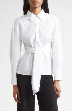 Derek Lam Carmine Crossover Back Detail Cotton Button-Up Shirt in White at Nordstrom Rack, Size 00