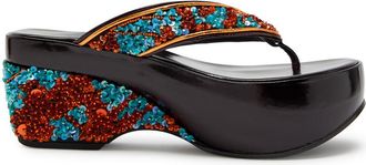 Dries Van Noten 50 Sequin-embellished Leather Thong Sandals - Multicoloured - 38 (IT38 / UK5)
