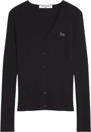 Maison Kitsun&eacute; Cardigan Zwart - Dames - Vesten - Zwart - M - Katoen - Truien & Vesten