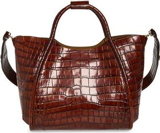 Max Mara Small Marine Croc Embossed Leather Tote in Brown at Nordstrom