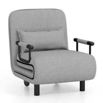 Costway Costway 3-in-1 Convertible Sofa Bed Sleeper Chair w/Lumbar Pillow in Grey