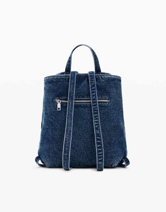 Desigual Zaino piccolo in denim blu a fiori