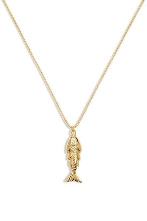 Electric Picks Summer Catch Fish Necklace in Gold at Nordstrom