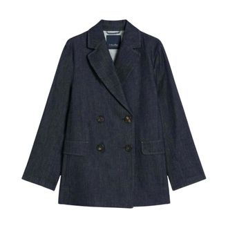 Max Mara Jassen, Dames, Blauw, S, Denim, Sara Denim Jas