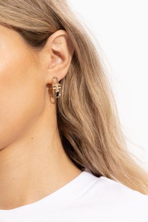 Ferragamo Earrings With Sparkling Crystals, Womens, Gold