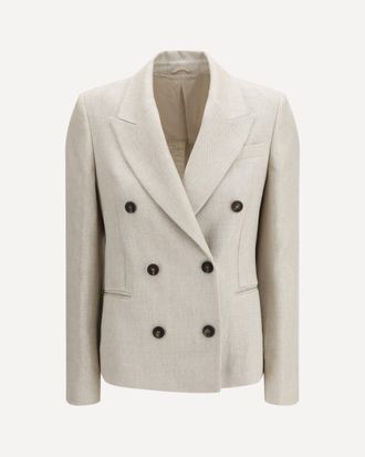 Brunello Cucinelli Button Herringbone Blazer Female 44