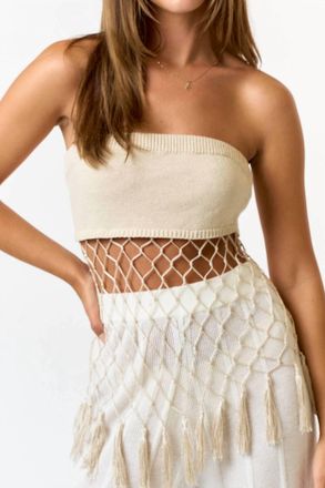 Blue Blush Sand & Sunshine Tassel Top In Natural