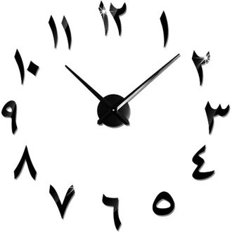 OEM Reloj De Pared Grande Para Armar, Silencioso, Moderno, Con Adhesivo 3d, Ideal Para La Decoraci&oacute;n Del Hogar Y La Oficina, Regalo (negro) - Crezuo