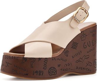 Guess Yarisel Womens Wedge Shoes Ivory : 10 M, Faux Leather