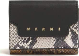 Marni leather python-print wallet - Brown