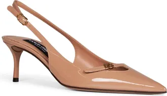 Dolce & Gabbana Patent Leather Pointed Toe Slingback Pump - Nude
