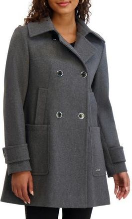 Karl Lagerfeld Four Pocket Wool Blend Swing Coat in Medium Grey at Nordstrom Rack, Size X-Small