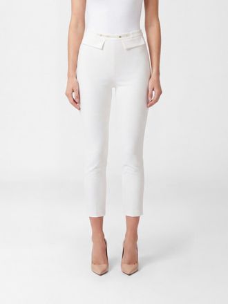 Elisabetta Franchi Pantaloni skinny in cr&ecirc;pe a vita alta con tasche a patta