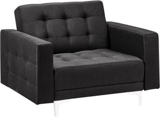 Beliani Sill&oacute;n De Poli&eacute;ster Gris Grafito Plateado Reclinable Acolchado Patas Metal Aberdeen