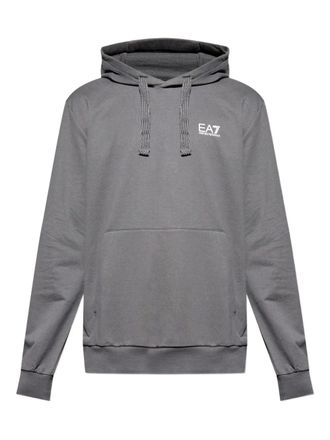 【EMPORIO ARMANI】 ★ Men's Flock Logo Hoodie ★ Gray Armani Exchange Men's A|X Large Logo Hooded Sweatshirt, Grey