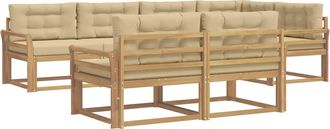 vidaXL Conjunto De Sof&aacute;s De Exterior 6 Uds. Y Beige Poli&eacute;ster Vidaxl
