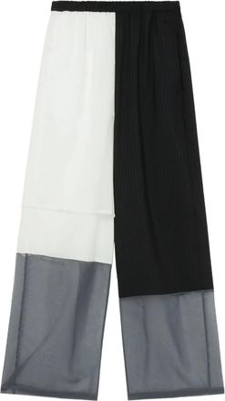 Enfold Broek met krijtstreep en vlakken - Zwart