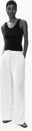 H&M Wide-leg Dress Pants in Cream at Nordstrom, Size 18