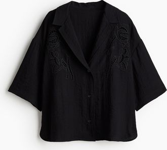 H&M Strandbluse mit Broderie Anglaise - Schwarz