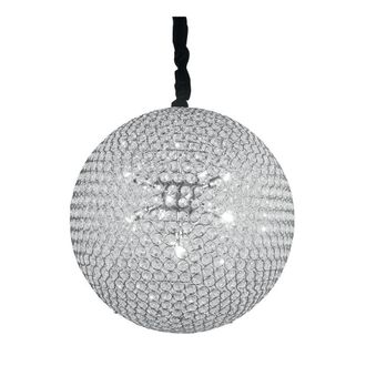 Netlighting PLANET 9 Light Spherical Pendant Ceiling Light Chrome Crystals 50cm in Silver