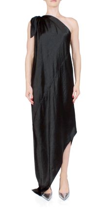 ANNA OCTOBER Desiree One Shoulder Midi Dress In Black