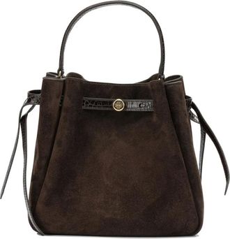 Tory Burch Tassen, Dames, Bruin, ONE Size, Leer, Romy Suede Bucket Bag
