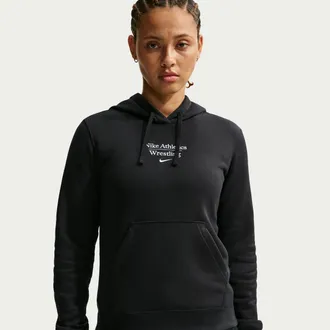 Nike Womens Wrestling Pullover Hoodie in Black | APS550NAWR-BLK