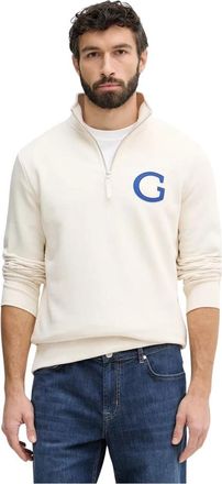 GANT Shield Half Zip Sweatshirt - Heren - Vesten met rits - Beige - L - Katoen - Hoodies & sweatvesten