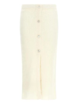 Alessandra Rich Carded mohair-blend midi skirt - women - Wool/Polyamide/Mohair - 40 - Neutrals