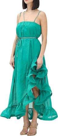 Simona Corsellini Green Cotton Gauzed Long Dress