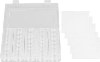 OEM 100 C&aacute;psulas Protectoras Para Monedas De 17 A 30 Mm De Di&aacute;metro, 5 Tama&ntilde;os, Estuche Transparente Con Sellos De Espuma