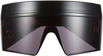 Rick Owens x SUICIDEBANDOFFICIAL Rev Shiny Shield Sunglasses in Black Temples/Black Lens at Nordstrom
