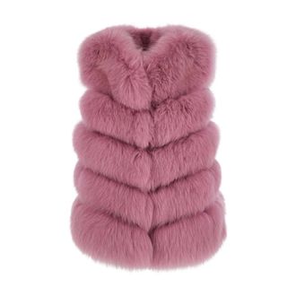 Suprema Hoge Kraag Bontvest - Dames - Jassen - Roze - Maat: 2XS Taf