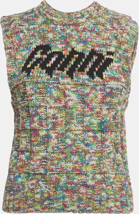 Ganni Ganni Multicolor Logo Intarsia Rope Knit Vest Top