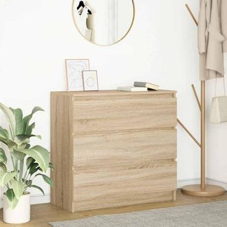 Berkfield Home Sideboard Sonoma Oak 80x35x76 cm Engineered Wood in Brown | Size: 80 x 35 x 76 cm