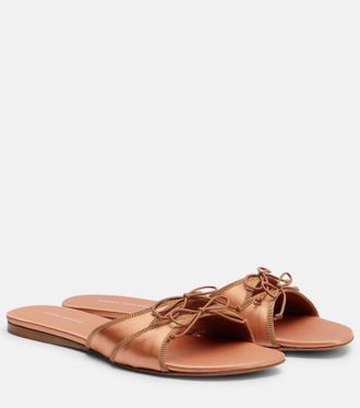 Amina Muaddi Eleonora bow-detail satin sandals