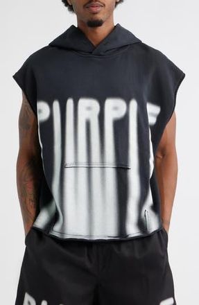Purple Logo Sleeveless Cotton Fleece Hoodie in Black at Nordstrom Rack, Size X-Large
