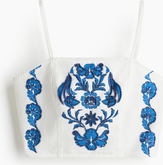 H&M Trägertop mit Perlendetails - White