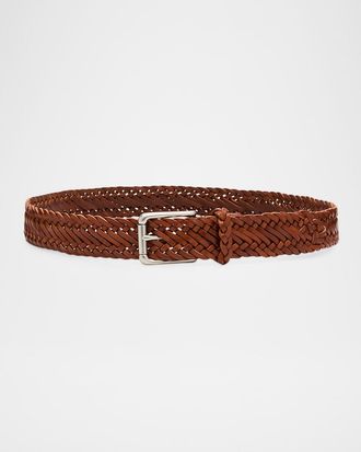Ralph Lauren Purple Label Braided Vachetta Leather Belt
