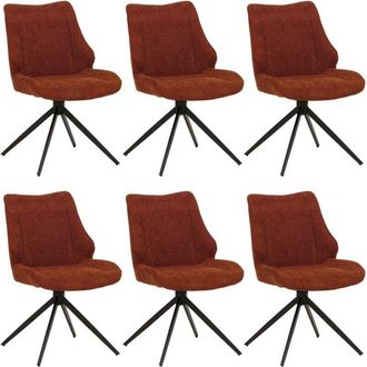 Hhg Hhg - Juego De 6 Sillas De Comedor 026, Silla De Cocina, Giratoria Con Retorno Autom&aacute;tico, Tela/textil Chenilla (320 G/m&sup2;) Oeko-tex, Rojo-marr&oacute;n