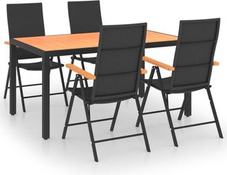 vidaXL Juego De Comedor Para Jard&iacute;n 5 Piezas Negro Y Marr&oacute;n Vidaxl