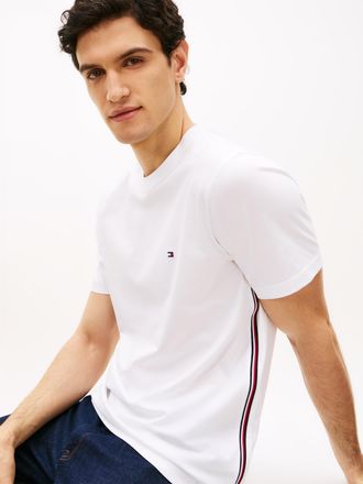 Tommy Hilfiger T-Shirt TOMMY HILFIGER GLOBAL STRIPE, Herren, Gr. XXL, wei&szlig;, Single Jersey, Obermaterial: 100% Baumwolle, Shirts T-Shirt