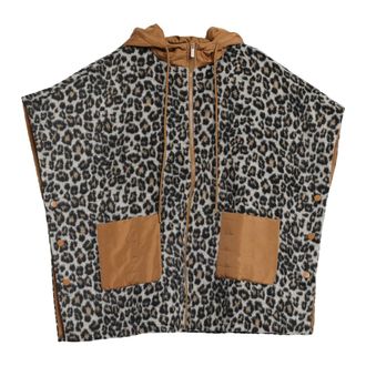 Twinset Animal Print Hooded Poncho Jacket