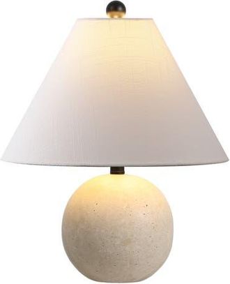 Jonathan Y Designs Liza 16 Modern Minimalist Travertine Globe LED Table Lamp in Beige/black at Nordstrom