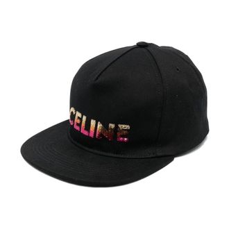 Celine Geborduurde Katoenen Pet - Heren - Petten - Zwart - L - Katoen - Accessoires